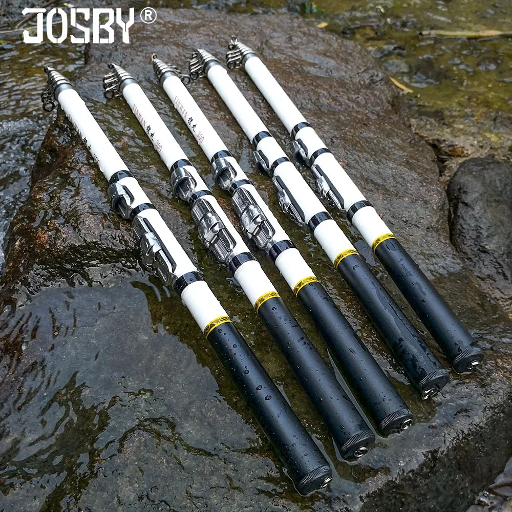 JOSBY 3.0/2.7/2.4/2.1/1.8/1.5M FRP Carbon Fiber Telescopic Spinning Fishing  Rods Rock Hand Pole Fish Tackle Super Hard Tackle