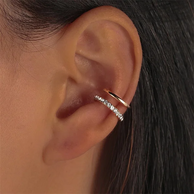 Fashion Exquisite Rhinestone Decor Ear Cuff earring for Woman Ear 2022 Summer New Arrival Christmas Jewelry Gift 1