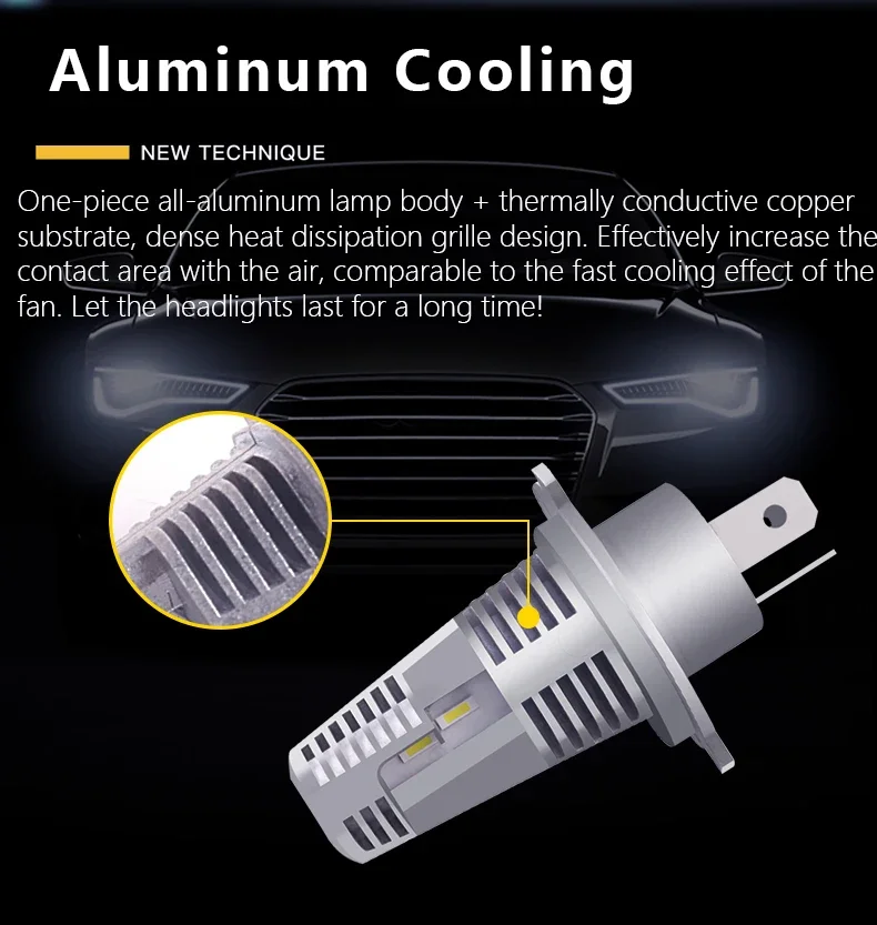 2 Pcs Super Bright H4 LED Headlight Bulbs 12V 5500K 46000LM Bulb Replace Halogen Bulbs LED Fit H1 H4 H7 H11 9005 9006 9012