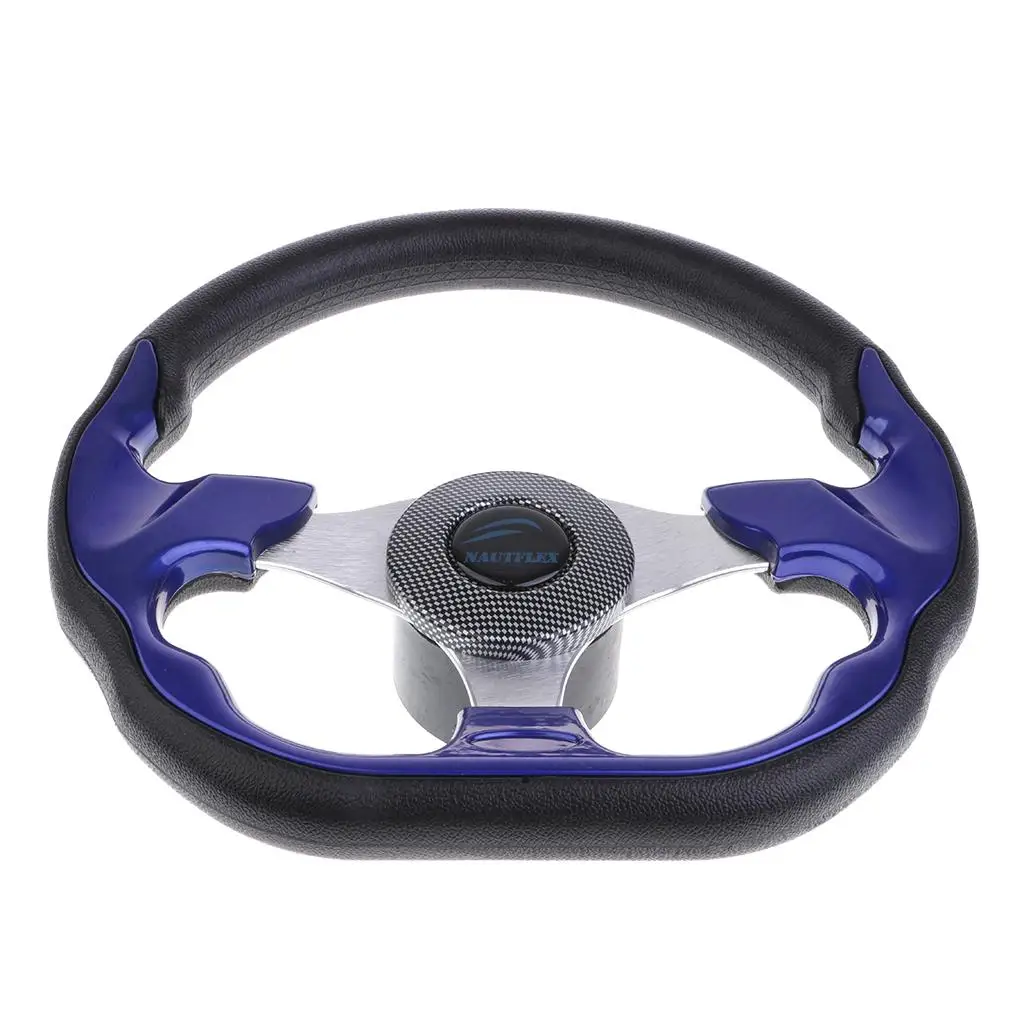 320mm Battle Style Aluminum Alloy 3 Spoke 3/4'' Boat Steering Wheel Marine Yacht Pontoon Boat Wheel & Soft Grip Center Cap