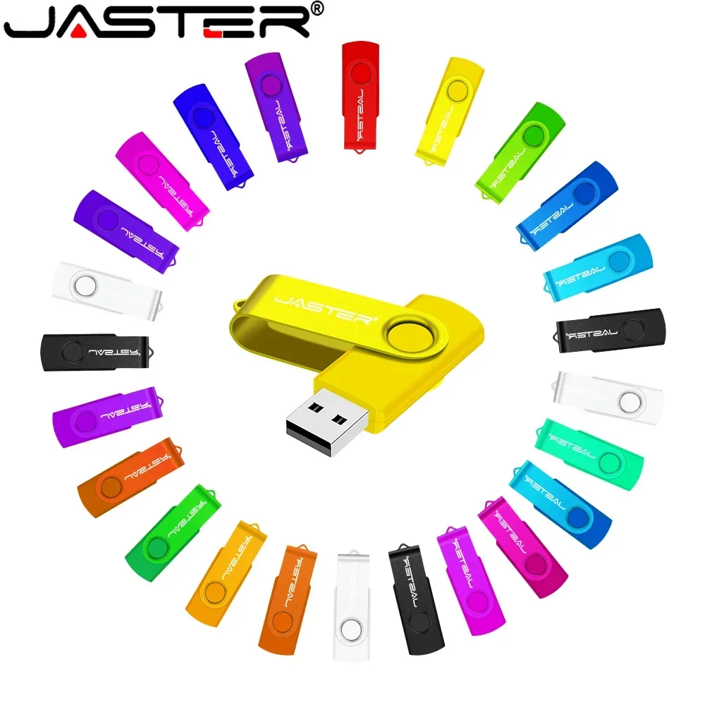 JASTER 비즈니스 선물 USB 플래시 드라이브 128GB 실제 용량 펜 드라이브 64GB 회전식 메모리 스틱 32GB 고속 USB 스틱 16GB