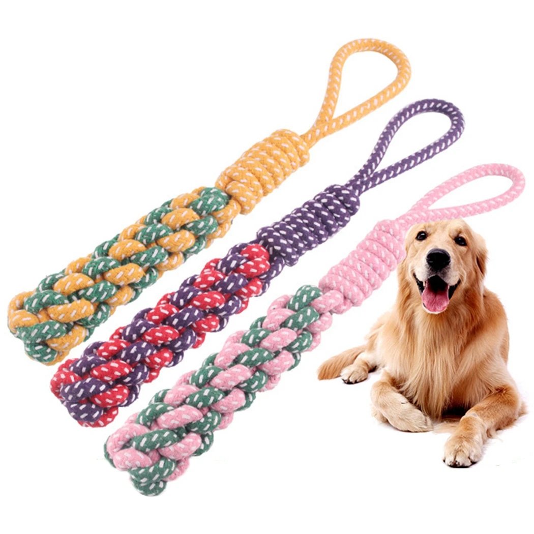 

Pet Cotton Rope Toy Interactive Training Puppy Chew Toy Dog Teething Tug Toy Puppy Durable Braided Bite Resistant Pet Supplies