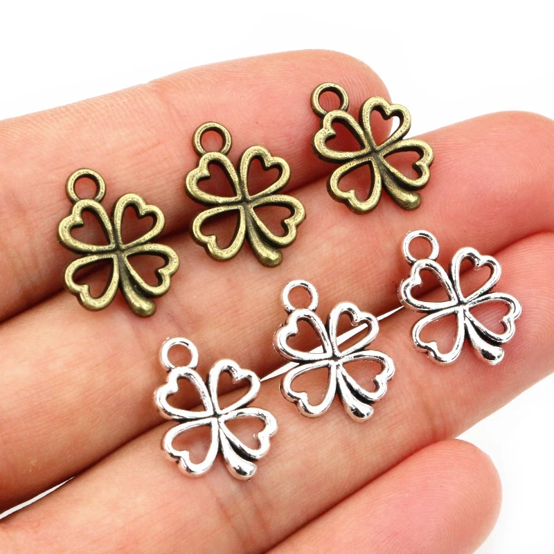 8 vierblättrige Kleeblätter in antik Bronze kaufen