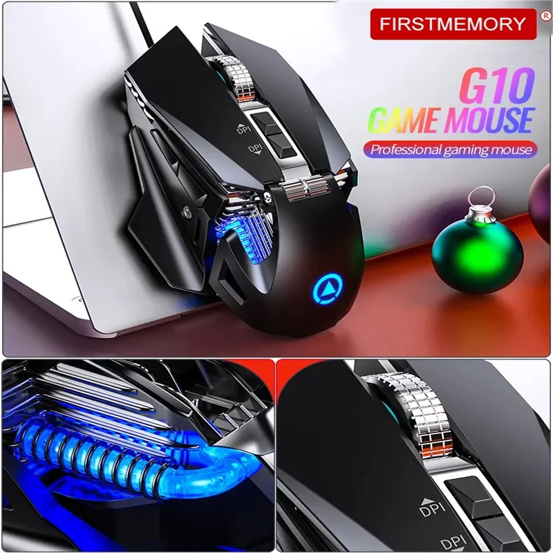 

Chuyi Wired Water-cooled Light Effect Gaming Mechanical Anti Slip Mouse DIY Macro Programming 200-7200DPI Esports Gaming Mouse