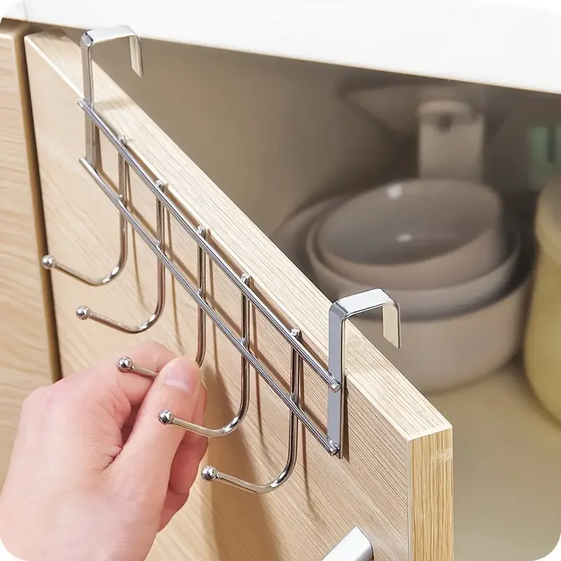 Cabinet hooks stainless steel 5-hook punch free strong and durable for shower doors and closet 1Pcs
