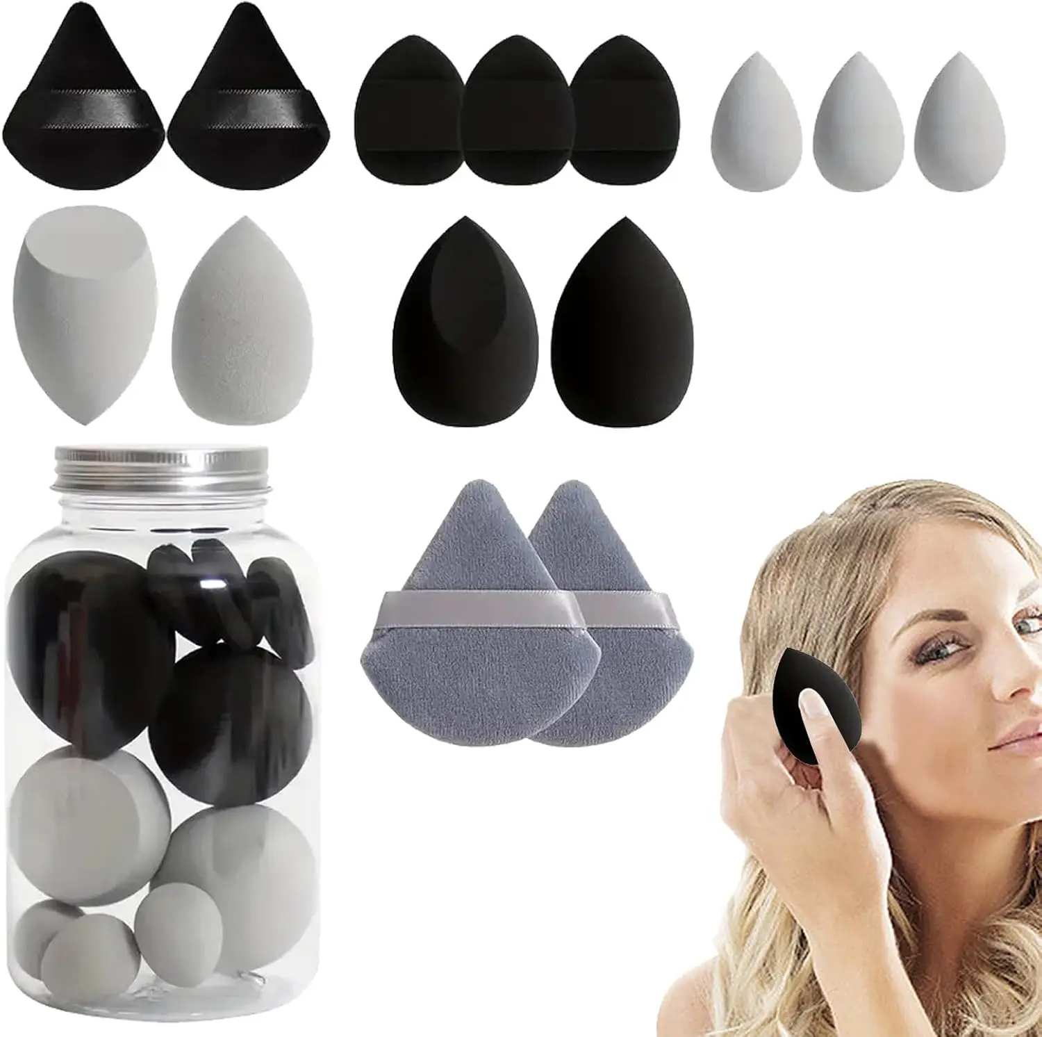 14PCS Latex-Free Makeup Sponges - Vegan Beauty Blender for Foundation & Concealer, Streak-Free Air Cushion Applicator