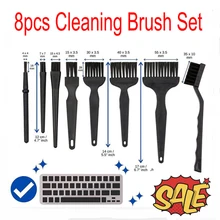 

8 in 1 Black Keyboard Cleaning Brush Kit Small Computer Dust Brush Cleaner Anti-static For Laptop USB Household Cleaning Tool
