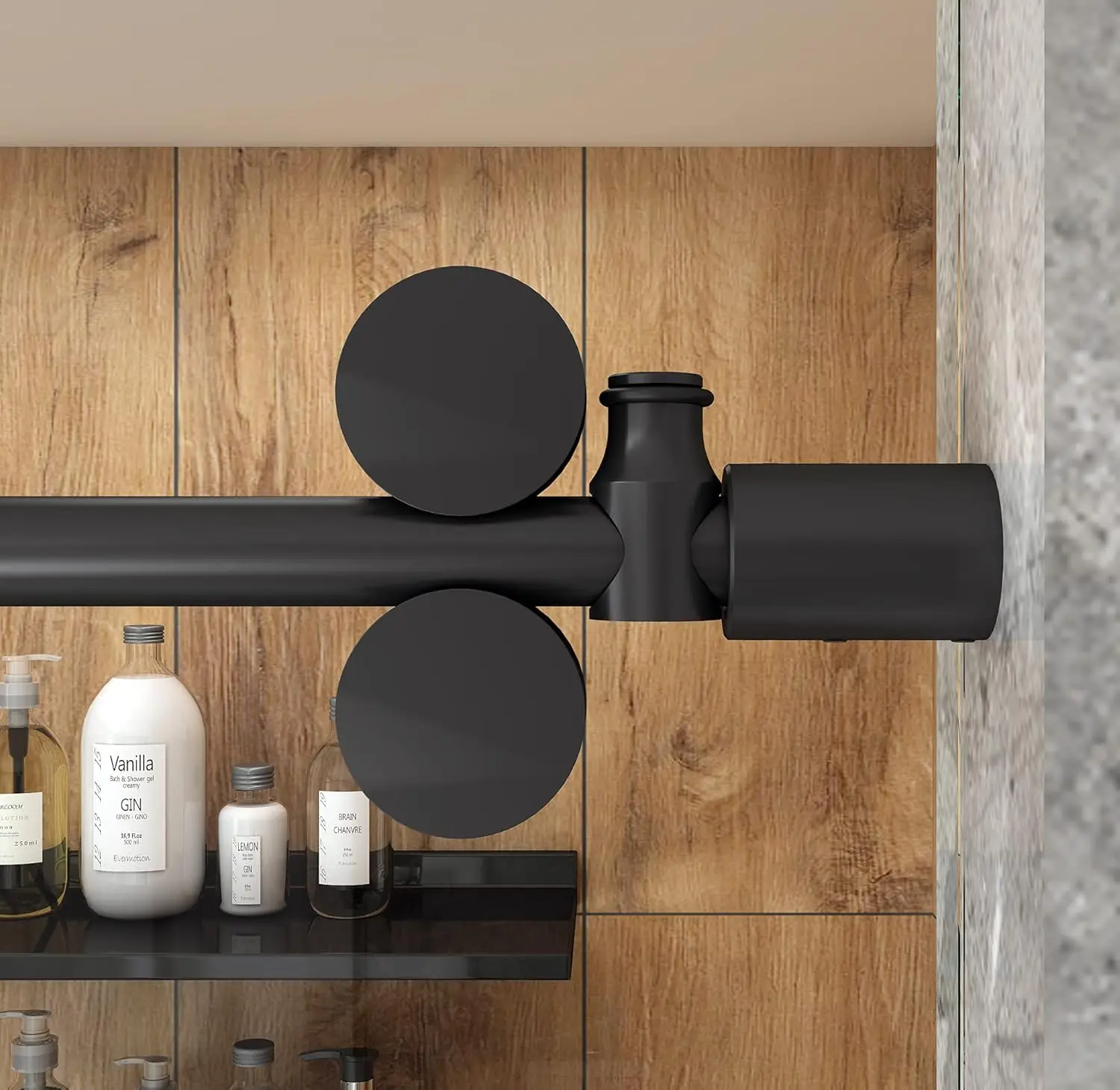 6.6FT Frameless Sliding Glass Shower Door Track Kit Black Barn Shower Door Hardware 2