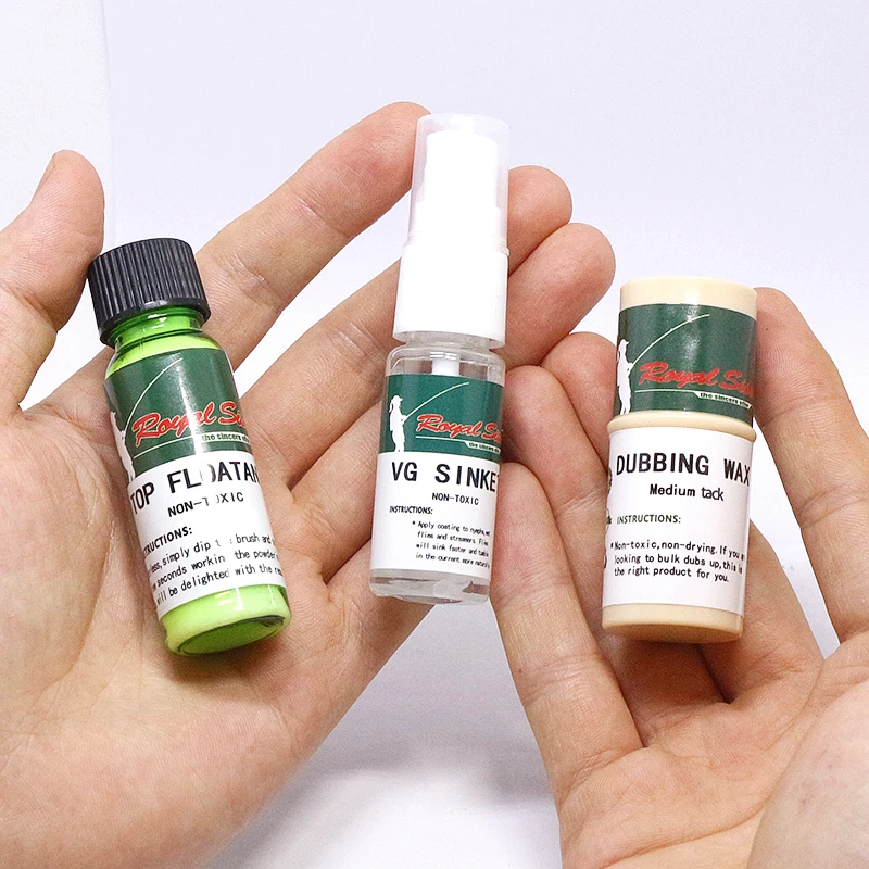 Fly fishing chemical additives collected floatant powder/fly tying dubbing wax/VG sinket liquid fly fishing accessories fly tying thread fly tying glue