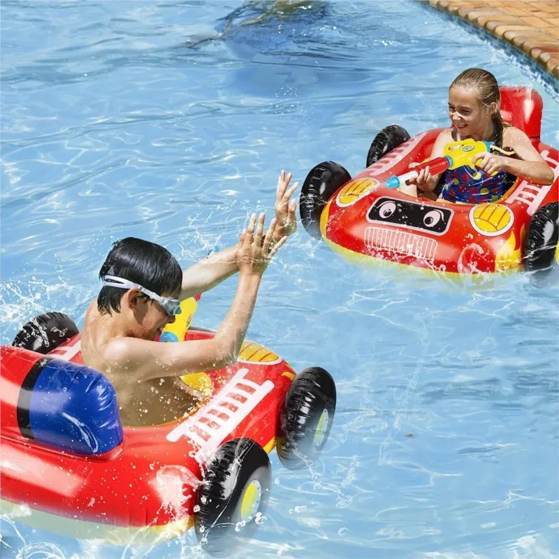 Dokitoy Inflatable Car Seat Children's Water Spray Swimming Circle Pool Play Water Gun Toy Fire Truck Collision Car