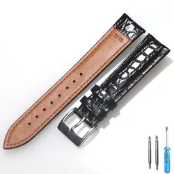 Elegant Leather Pin Buckle Watch Strap - 18mm (Black - S)