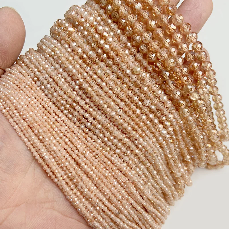 Champagner natürliche facettierte Zirkon Perlen lose Distanzperlen für Schmuckherstellung Diy Charm Zubehör handgefertigt 2 3 4 mm Großhandel – Detail 15