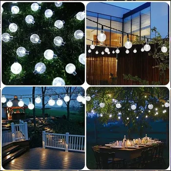 Solar String Lights Outdoor Crystal Fairy Light Chritmas Garland 8 Modes Waterproof Patio Light for Garden Party Decor 5
