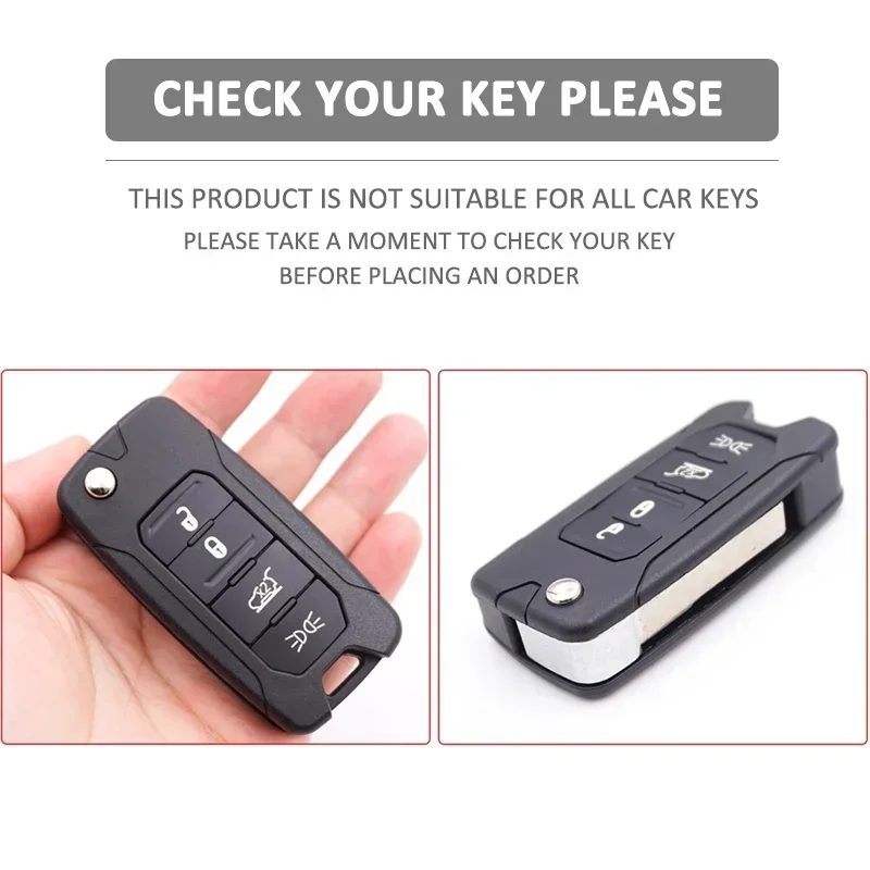 Key Case Cover Key Case Remote Control Case Cover Flip Key Fob Shell Car Key Shell ZAD Silicone Rubber Car Key Case Cover FOB for Jeep Renegade Hard Steel Flip Folding Remote 4button Keyless