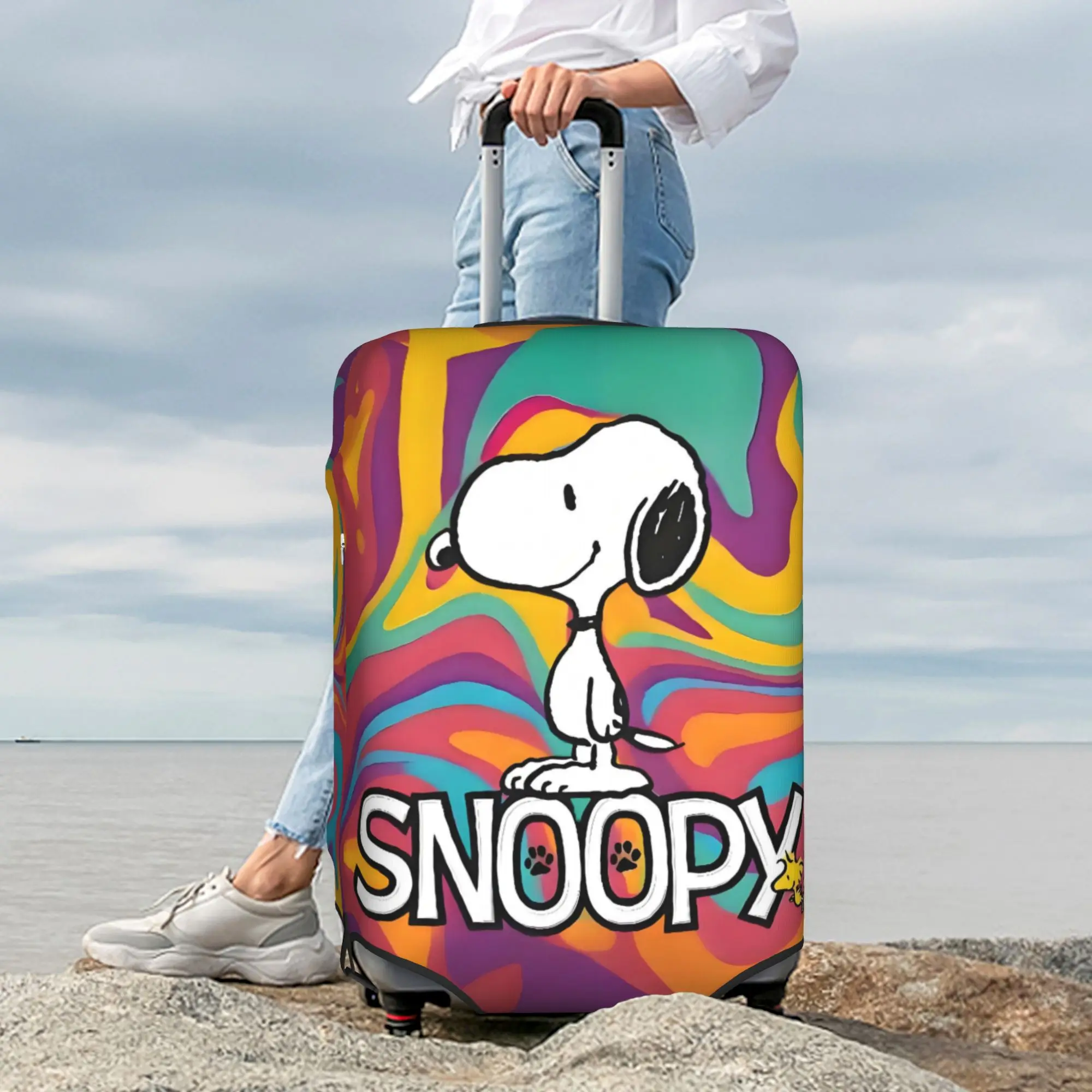 Copertura per valigia personalizzata con cartone animato Snoopy, antipolvere, a tema cane anime kawaii, protezione per bagagli da 18-32 pollici - immagine 6
