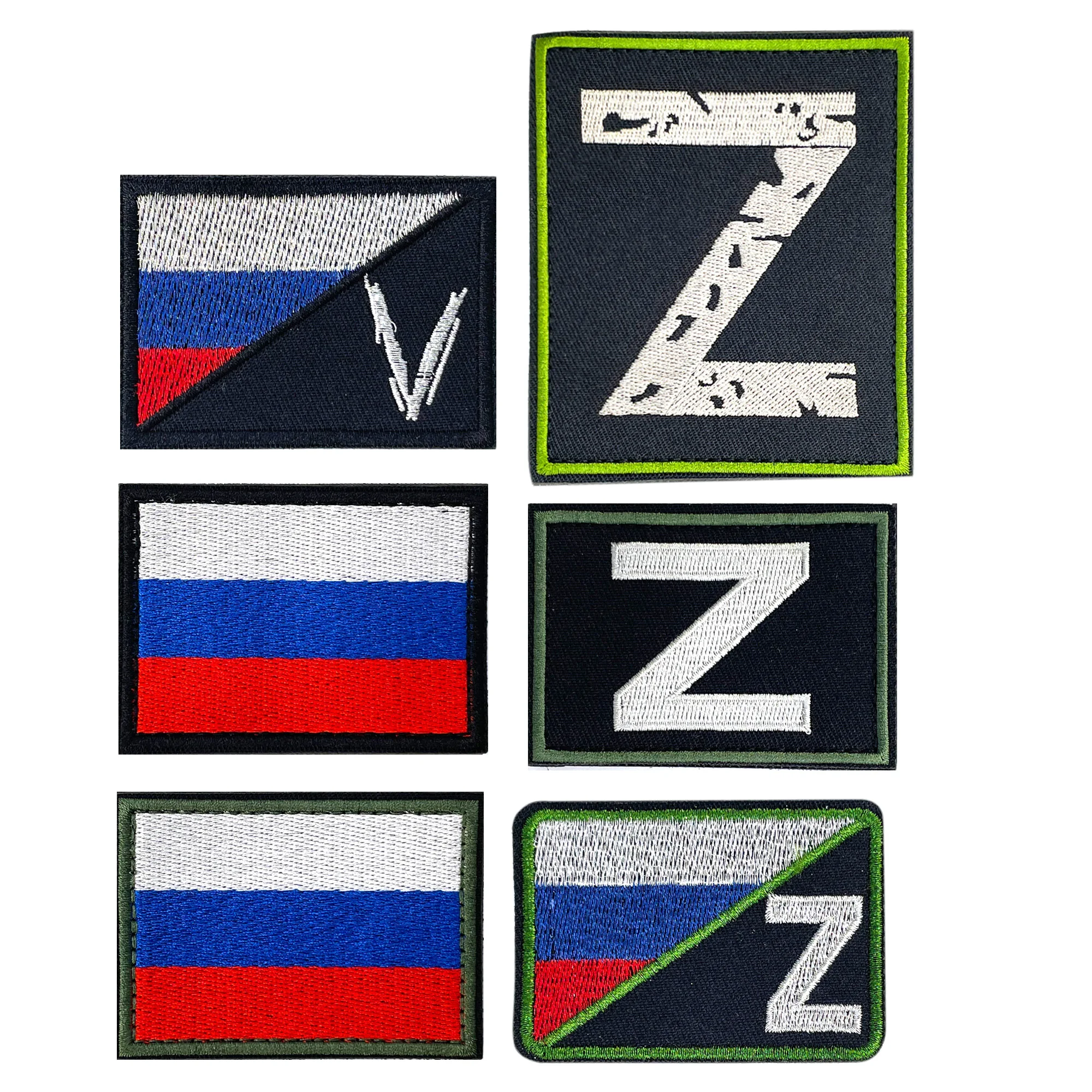 

Russian Flag Hook and Loop Embroidered Patch, V Patch, Armband Patch, Tactical Appliques for Garments, Bags, Shoe, 1Pc