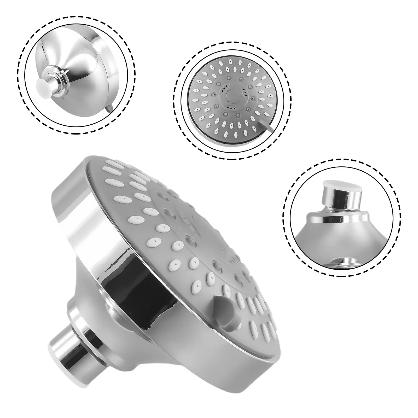 Shower Head Shower For The Bathroom High Pressure Portable Shower Head Sprayer 4Inch Rainfall Nozzle Fixture Chrome ABS 5 Mode Adjustable