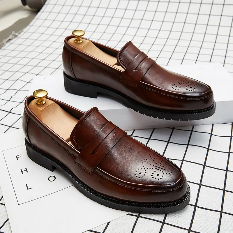 

High End Banquet Men's Dress Shoes Elevated Shoes Elegant Men's Genuine Leather Shoes Conference Business Shoes Free Delivery