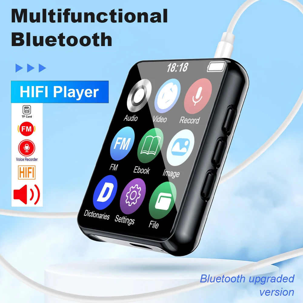 MP3 Player Bluetooth 5.2 Full Screen Walkman Portable Sport Music Player Mp4 Video Player FM/E