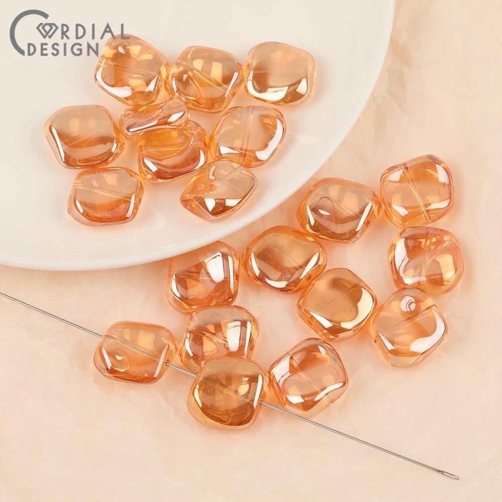 Cordial Design 17*18MM 100pcs Hand Made/DIY Glass Bead/Aurora Effect/Irregular Shape/Jewelry Findings & Components/Beads Making - cordial
