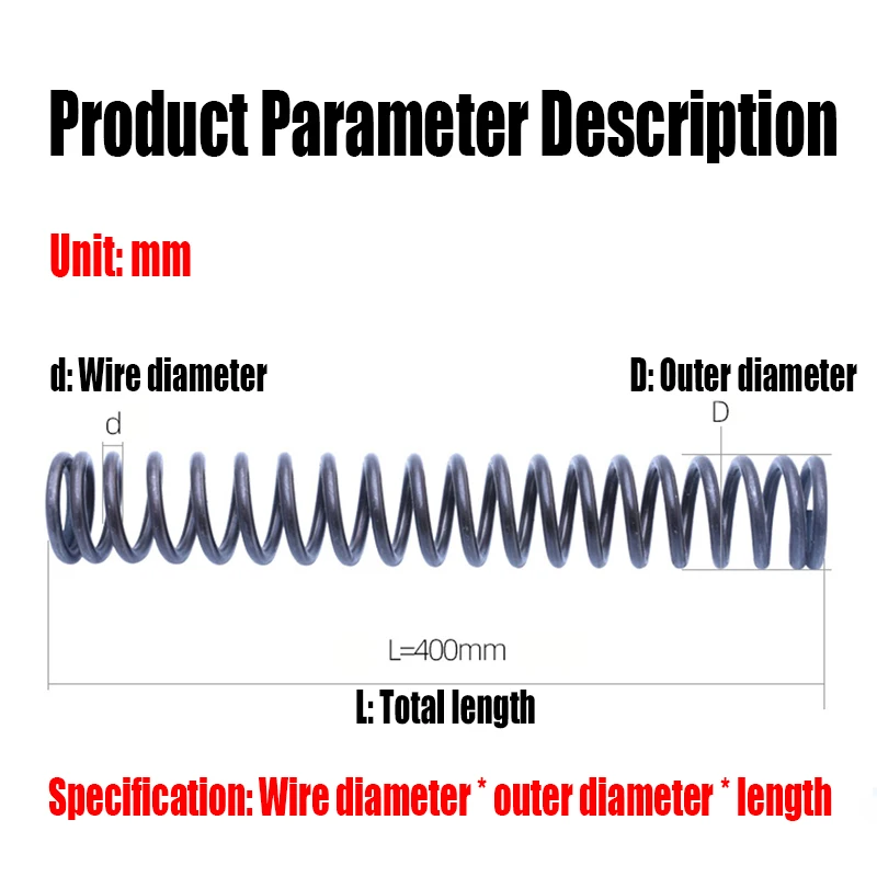 1PCS 2.3-4mm Wire Diameter Y-type Compression Spring Spring Steel Pressure Release Return Spring 16-38mm Outside Diameter L=400