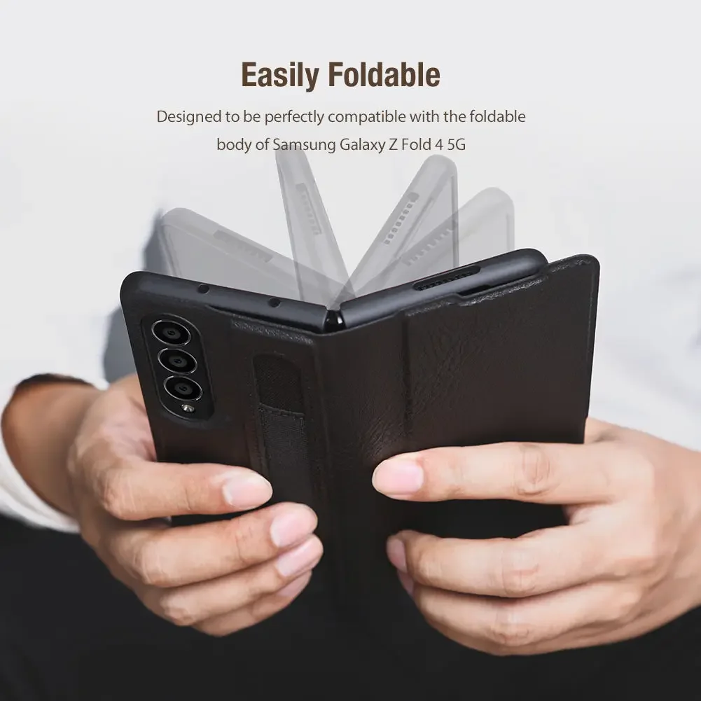 For Samsung Galaxy Z Fold 4 5G Case NILLKIN Aoge Leather Case  Luxury Leather Kickstand Case With S-Pen Pocket For Z Fold 4
