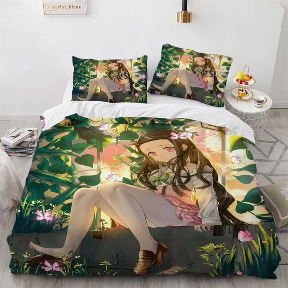 Twin Single Queen King Full Size Duvet Cover Hot Kamado Nezuko Bedding Sets Anime Demon Slayer Bedspread for Teens Girls Fashion 5