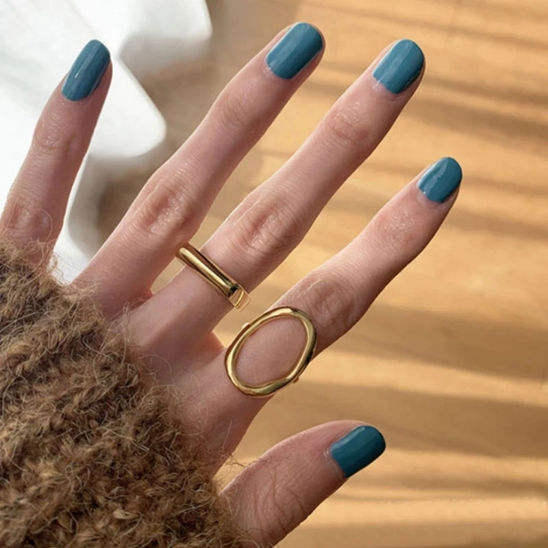 Opening Ring Irregular Geometric Oval Hollow Out For Women Girls Party Jewelry Gift