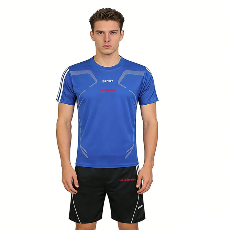 【 M-4XL 】 Summer oversized sports set, men's quick drying short sleeved T-shirt, shorts, mesh breathable outdoor running two-pie