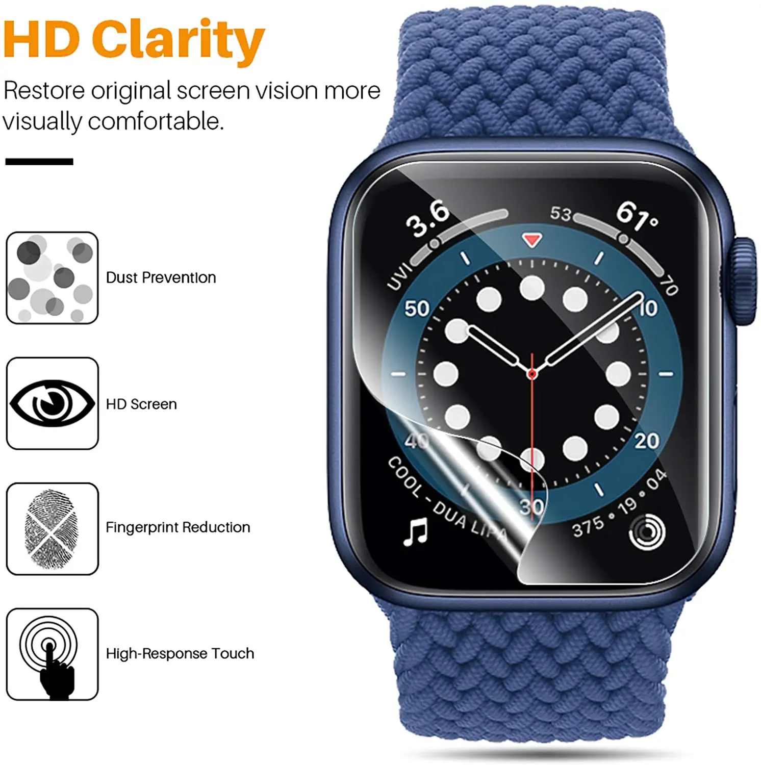 애플 워치 스크린 보호대 HD 필름, 강화 유리 아님, iWatch 보호대, 애플 워치 시리즈 7, 8, 9 액세서리, 45mm, 41mm