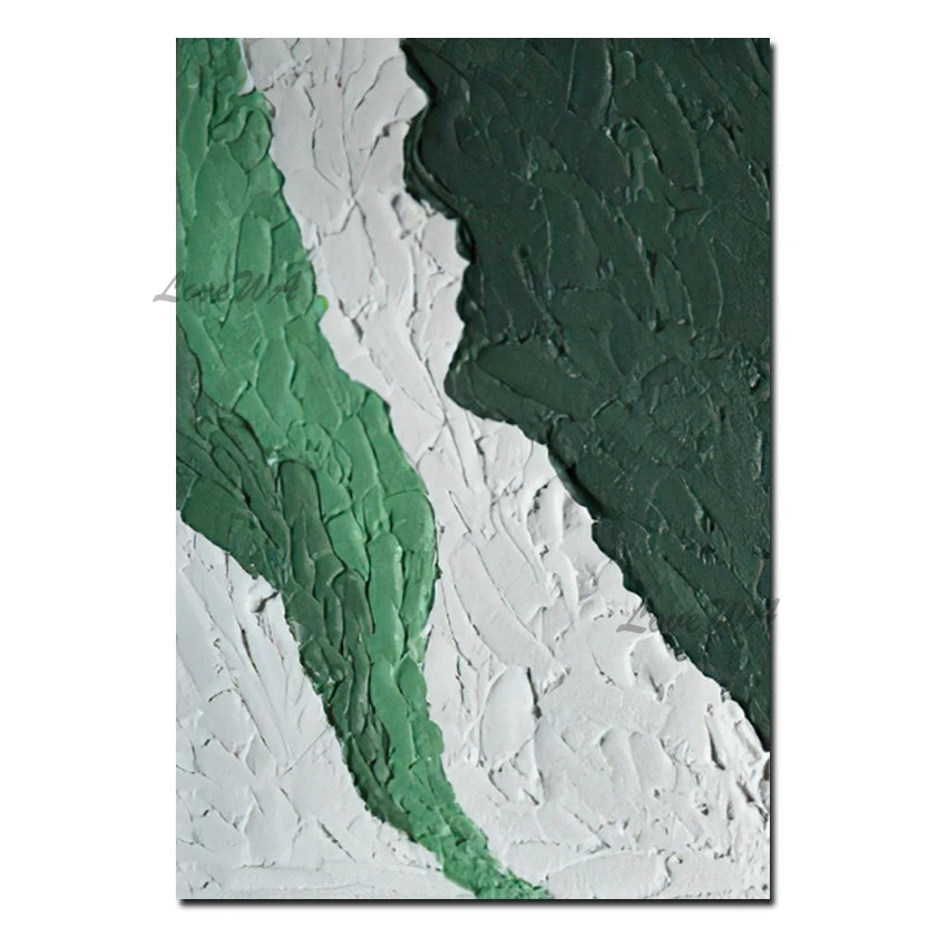

Outdoor Wall Decor Knife Design Texture Unframed White Green Acrylic Picture Abstraction Easy Canvas Paintings Wholesale Artwork
