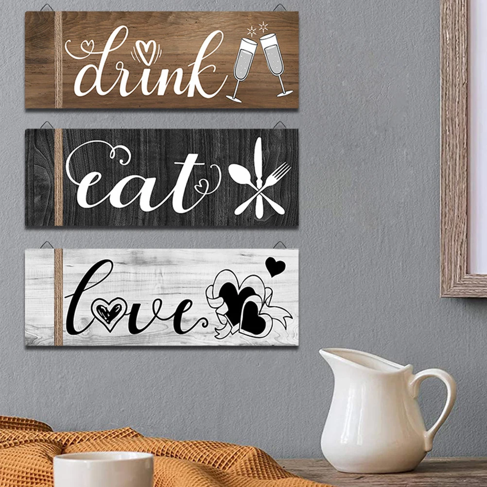 

3Pcs Wall Decor Wooden Hanging Wall Sign Wooden Wall Art for Home Kitchen Dining Room Restaurant