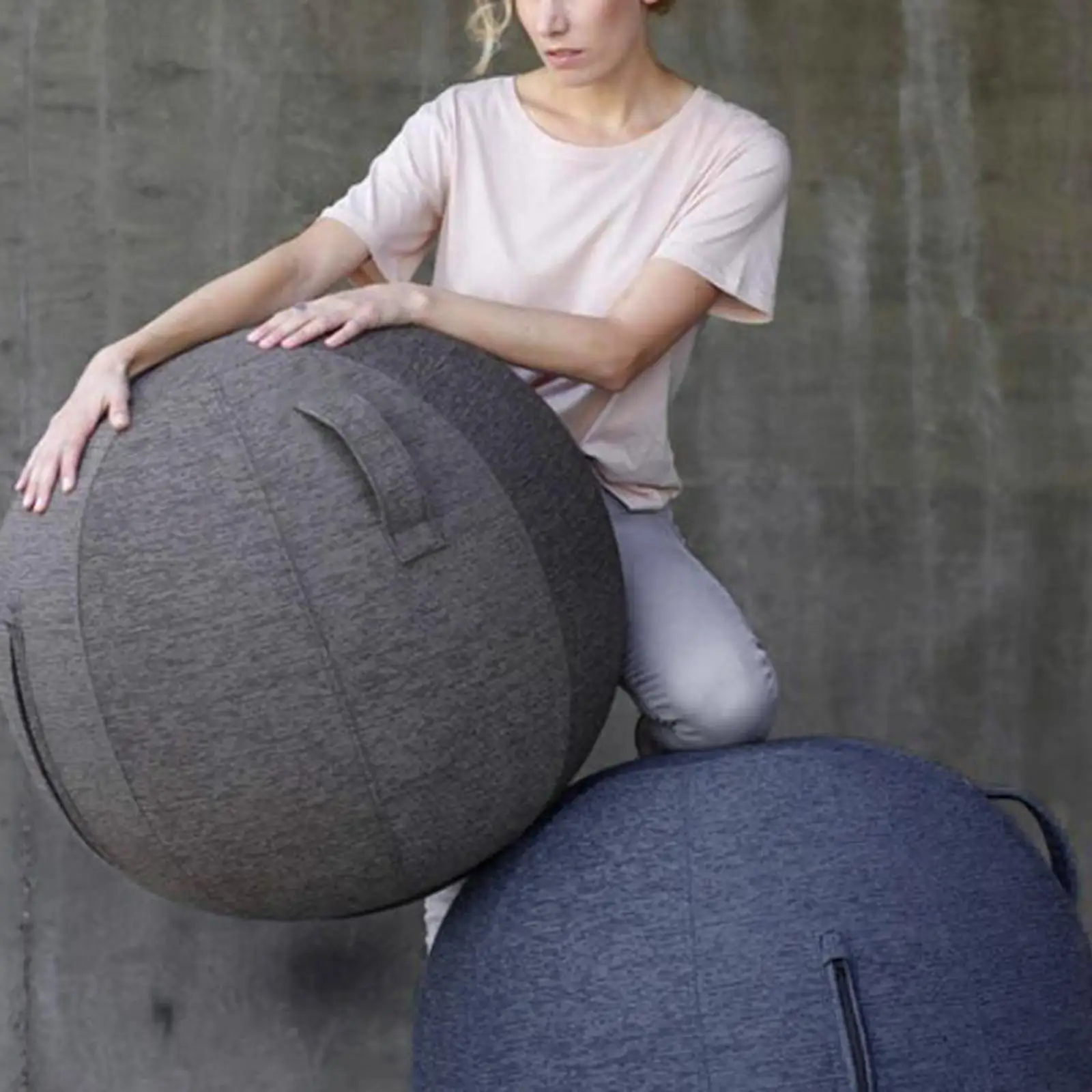 Yoga Ball Cover Ball Pilates Sitting Chair Cover Storage Bag Blue