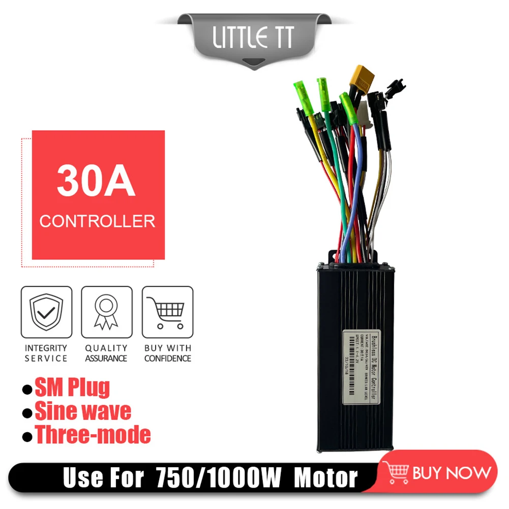 

JN 24/36/48V E-bike Sine Wave 30A 750/1000W SM 3Mode Brushless Motor Controller For UART No.2 Protocol Controller For E-Scooter