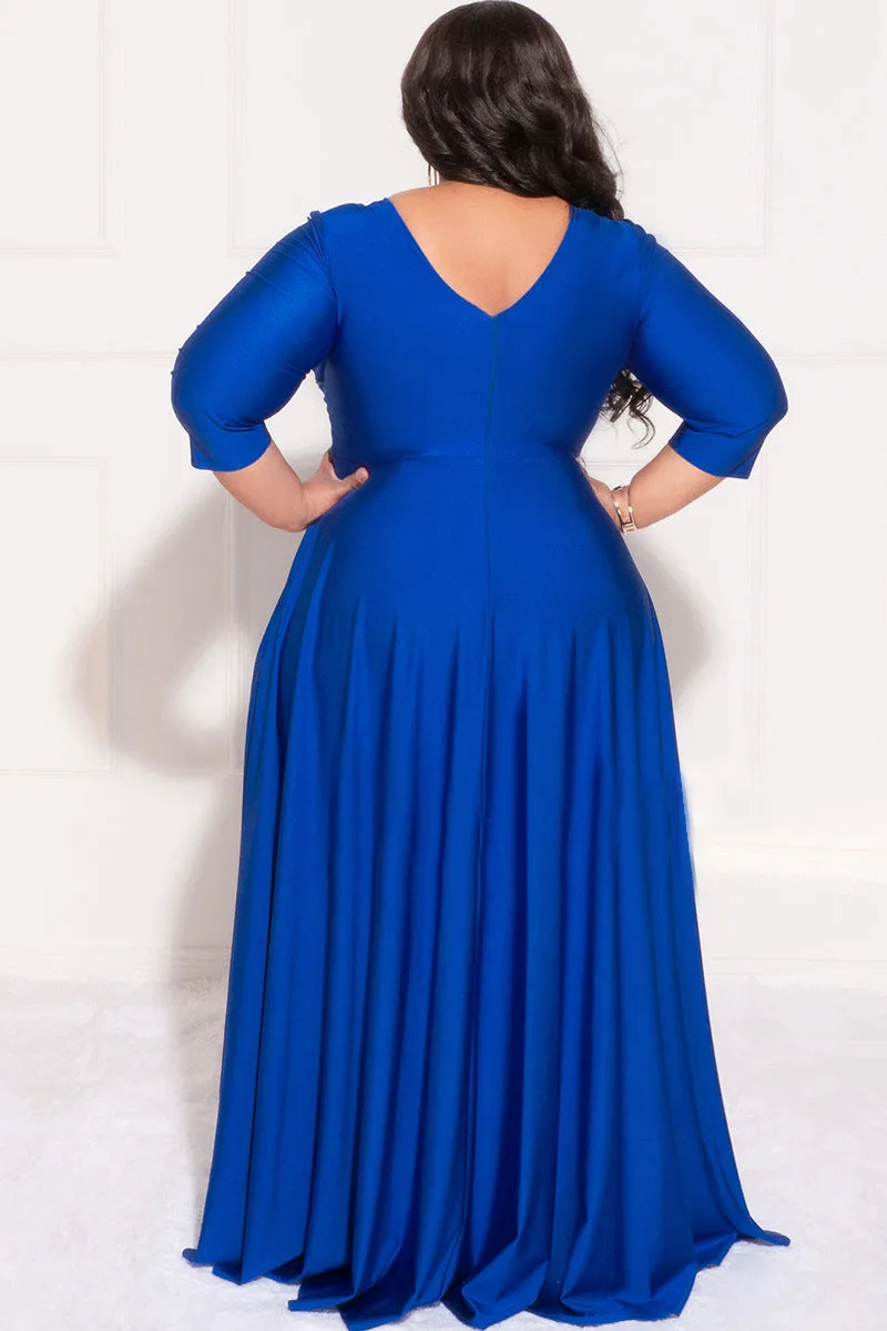 CM.YAYA-Robe longue de soir?�e pour femmes,grande taille,courbe classique,col rond en V,grande 