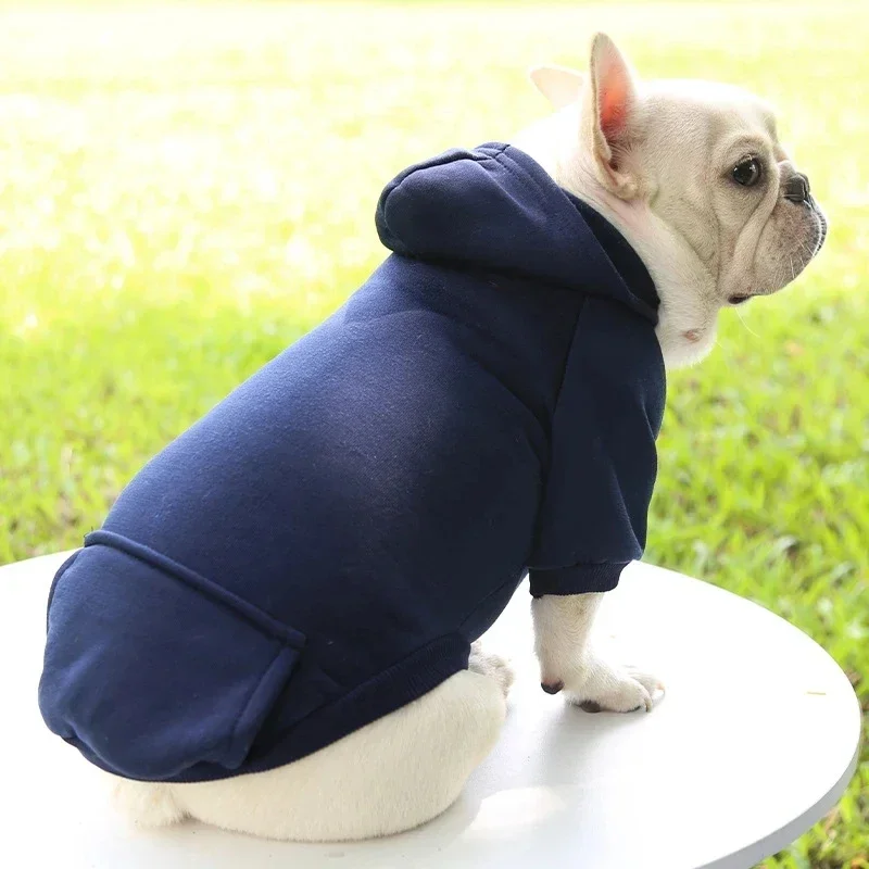 Fashion Dog Clothing Autumn Winter Small Pet Clothes Thickening Warm Solid Color Two-Feet Hooded Weater Casual Pet Products pet clothes