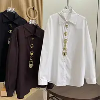 Chemisiers à manches longues en coton pour femmes, design unique haut de gamme, printemps, automne, été 2026, haut chic décontracté, vêtements pour femmes 2