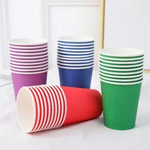  10PCS 9 Oz 250ml Solid Thick Paper Cup Disposable Cup Wedding Birthday Party Holiday Disposable Tableware 