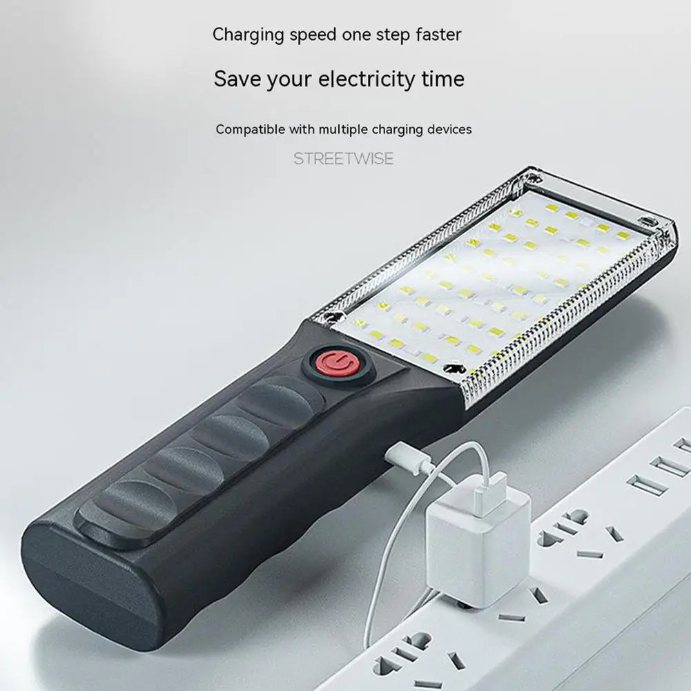 고리 달린 Cob Led 작업등, 2000ma 리튬 배터리, 강력한 마그네틱 손전등 투광 조명, 드롭 쉽, 5.5v 3.6a, 1 개