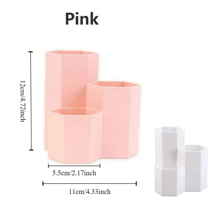 Hexagonal Makeup Brush Holder Desk Pen Storage Organizer for Office Supplies Bathroom Countertop Cosmetics Durable Container