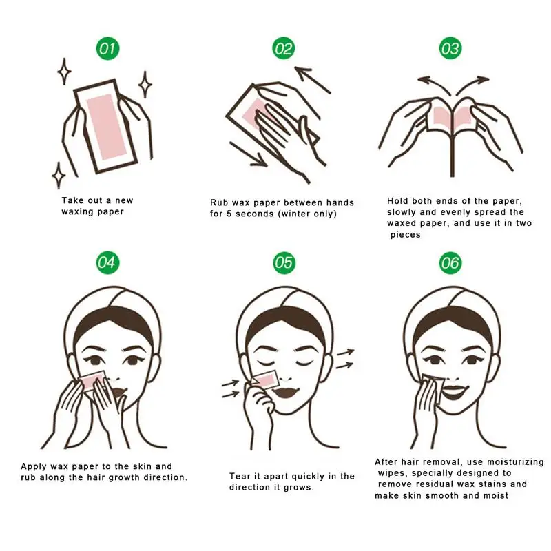 24/48PCS Face Wax Strips Hair Removal Tool For Caring Face Eyebrow Upper Lip Cheek Chin Middle Brow Mustache Women Beauty Tools depilatory wax strips hair removal wax paper hair removal wax