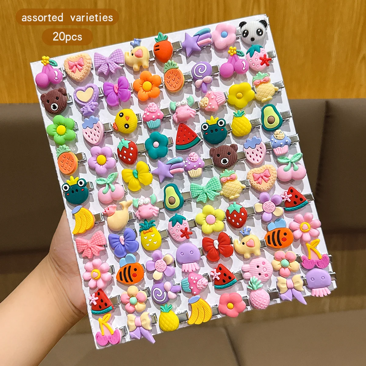 매일 헤어 액세서리에 적합한 무작위 만화 귀여운 헤어 클립 20개