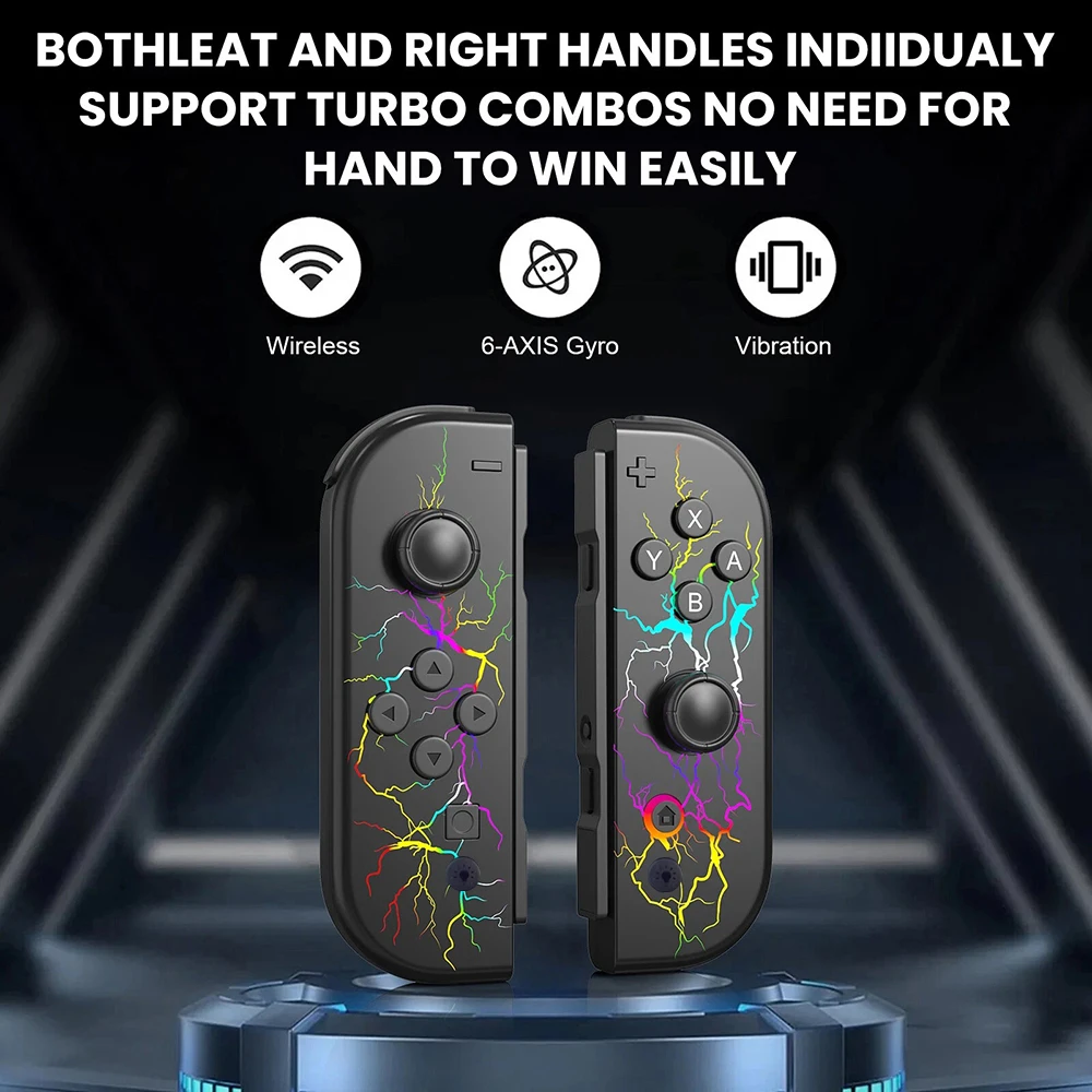 JoyCon Controller With RGB Lightning&Stars Effect Joypad Wireless Gamepad for Nintendo Switch/Lite/Oled Dual Vibration Joystick - 6