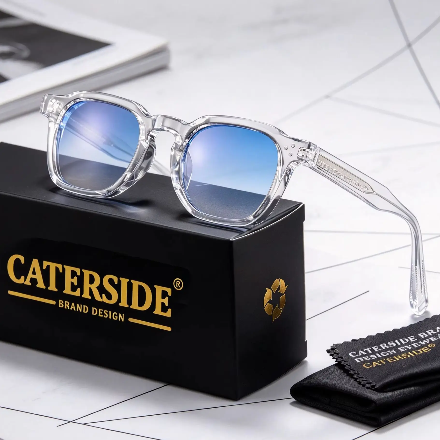 CATERSIDE Neue Modische Punk-Sonnenbrille für Herren, Quadratisches Gestell, Personalisiertes Design, Sonnenbrillen für Damen, Reise, Party, Business, Festival, Geschenk