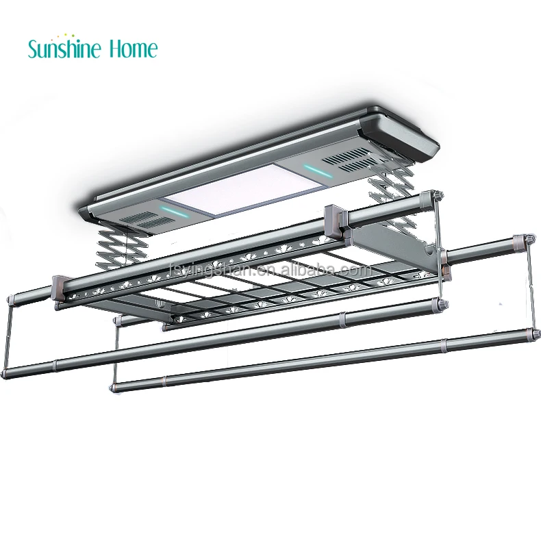 

Smart home automation coat rack wall mounted drying clothes hanger heated clothes hanging rack with lighten