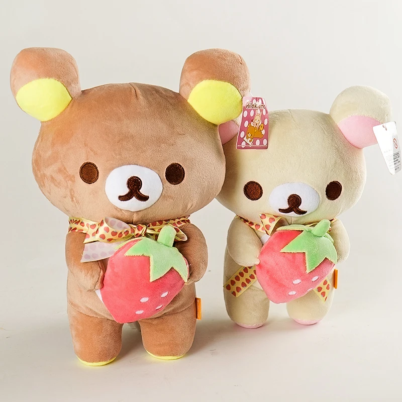 Rilakkuma 봉제 인형, 귀여운 동물 딸기, 귀여운 곰 인형, 쿠마 봉제 인형, 카와이 방 장식 장난감, 어린이 자동차 등받이 선물