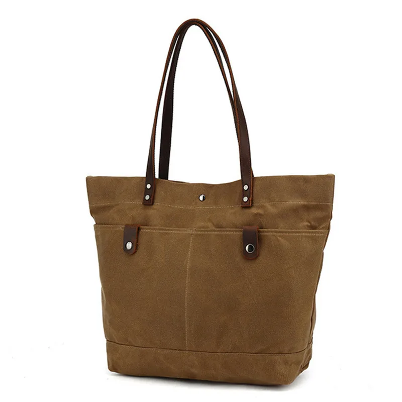 

Casual Oil Wax Canvas Waterproof Women's Handbag Ladies Tote Bag Shoulder Messenger Bag Large Capacity Shopping Bags New