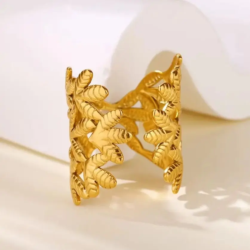 Leaf Rings Stainless Steel for Women Christmas