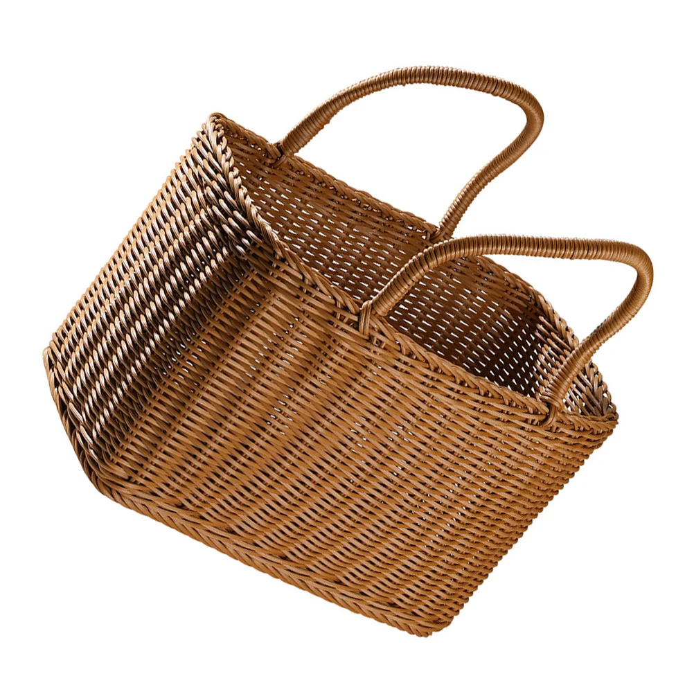 

Woven Basket Decorative Flower Bulk Candy Shopping Bag Rattan Plastic Storage Household Hand Gift