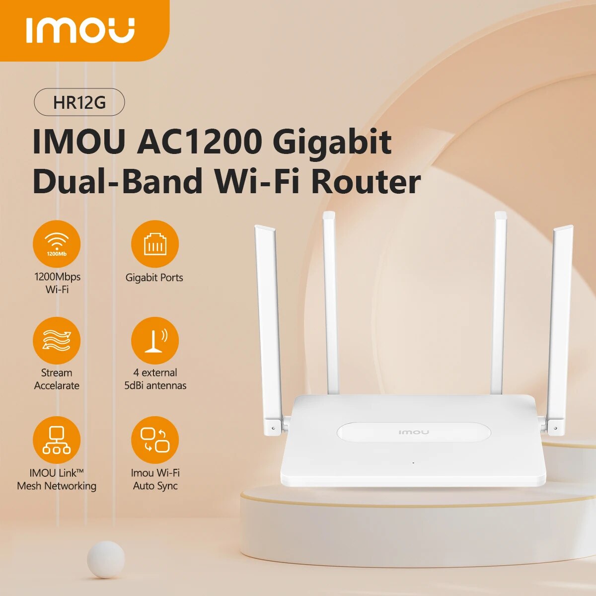  IMOU AC1200 Gigabit Dual-Band Wi-Fi Router HR12G 802.11ac Technology With 4 External 5dBi Antennas 3x Gigabit LAN 
